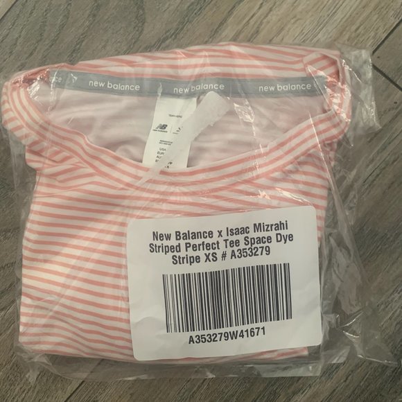 NWT BALANCE X ISAAC MIZRAHI STRIPED RUCHED PERFECT TEE SPACE DYE STRIPE XS - Picture 6 of 8